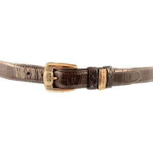 Brighton Leather Belt Womens L 24709 Brown Crocodile Decrative Buckle 39" USA Md